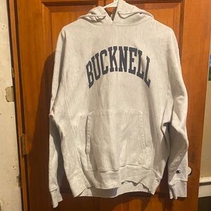 Vintage Champion Bucknell Light Gray Hoodie medium